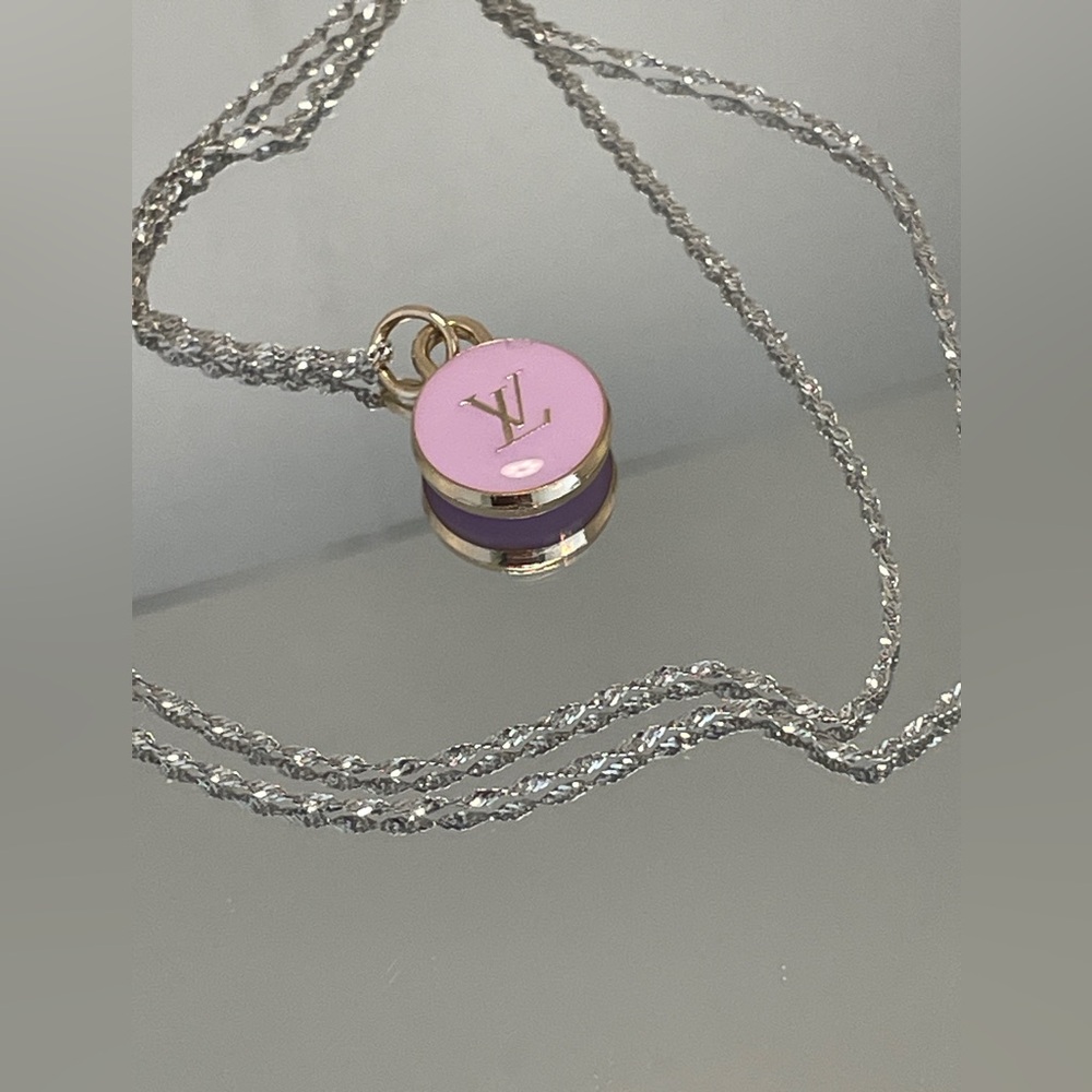 AUTHENTIC LV double sided enamel lavender charm on Sterling silver